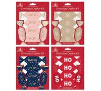 SKYTE® Fill Your Own Christmas Cracker Kit - Includes 24 Crackers, 24 Hats, 24 Jokes/Mottos, and Ribbon Ties with 4 unique Designs