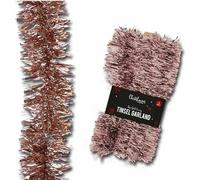 SKYTE® Foil Christmas Lametta Decorative Tinsel Strands Xmas Decoration Garland Angel Hair Tinsel Curtain Shiny Christmas Party Indoor and Outdoor Decorations 50cm (5M Rose Gold Tinsel)