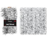 SKYTE® Foil Christmas Lametta Decorative Tinsel Strands Xmas Decoration Garland Angel Hair Tinsel Curtain Shiny Christmas Party Indoor and Outdoor Decorations 50cm (5M Silver Tinsel)