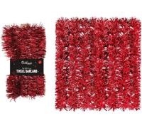 SKYTE® Foil Christmas Lametta Decorative Tinsel Strands Xmas Decoration Garland Angel Hair Tinsel Curtain Shiny Christmas Party Indoor and Outdoor Decorations 50cm (5M Red Tinsel)