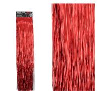SKYTE® Foil Christmas Lametta Decorative Tinsel Strands Xmas Decoration Garland Angel Hair Tinsel Curtain Shiny Christmas Party Indoor and Outdoor Decorations 50cm (Red)