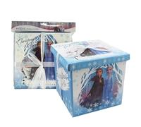 SKYTE® Frozen 2 Christmas Eve Box With White Ribbon Bow Xmas Gift Box Cardboard Presents Storage Festive Snowflakes Secret Santa Elves Stocking Filler Toys 28cm x 28cm x 28cm