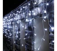 SKYTE® Icicle Christmas LED Lights Powered with 8 Mode Connectable Waterproof Xmas Icicle Light Outside Christmas Decoration for Indoor and Outdoor (240 LED Light, Cool White)