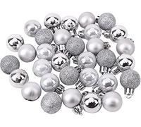SKYTE® Pack of 20 - 25mm Mini Christmas Tree Baubles - Shiny, Matte & Glitter Decorated Baubles Xmas Hanging Decoration Tree Ball Ornaments for Xmas Party Festival Holiday Decor (Silver)