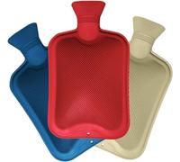 SKYTE® Pack of 3 Hot Water Bottles - Natural Rubber Bottle 500 ml | Red Cream Blue Water Bag for Pain Relief Secure & Leakproof