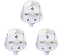 SKYTE® Pack Of 3 UK 3 Pin Plug 13A Fused Mains Plugs Appliance Fuse Power Socket Adaptor (White)