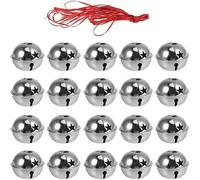 SKYTE® Pack of 30 Christmas Bells 5cm Colorful Jingle Craft Bells with Ribbon, Five-point Star - Xmas Party Tree Decoration DIY Wreath Holiday Decorations (Sliver)