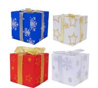 SKYTE® Pack of 4 Box Parcel LED Lights - 5x Colour Changing LED Light Up Gift Boxes Ornaments - Christmas Parcels Present Fairy Lights - Battery Included