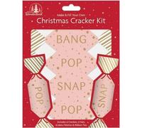 SKYTE® Pack of 6 Christmas Cracker kit with Hats, Jokes & Ribbon Ties - Festive Seasonal Gift for Craft - Make and Fill Your Own (Bang - Pop - Snap, Pink)