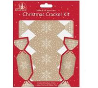 SKYTE® Pack of 6 Christmas Cracker kit with Hats, Jokes & Ribbon Ties - Festive Seasonal Gift for Craft - Make and Fill Your Own (Snowflake, Gold)