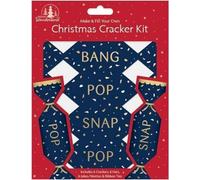 SKYTE® Pack of 6 Christmas Cracker kit with Hats, Jokes & Ribbon Ties - Festive Seasonal Gift for Craft - Make and Fill Your Own (Bang - Pop - Snap, Blue)