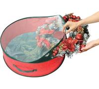 SKYTE® Premium Luxury Red Christmas Xmas Wreath Storage Bag Decoration Case With Clear Zip, Cover Enables to Easily Identify the Contents, wide opening, 60 x 20cm