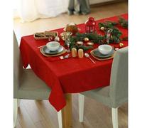 SKYTE® Red Decorated Christmas Tablecloth Christmas Tableware Accessories Reusable Xmas Party Home Decor Christmas Table Cloths Large Garden Living Room Dinner 132cm x 178cm