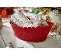 SKYTE® Red Oval Felt Christmas Hamper Basket Gift Set Kit Create Present Xmas Easter Snowflake Newborn Gift Hamper Shredded Paper Accessories Versatile Storage