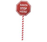 SKYTE® Santa Stop Here Sign Glitter, Christmas Outdoor Decoration, 57.5cm X 19.7cm, Path Stake Novelty, Garden Decor Outside, Santa Claus Xmas Sign