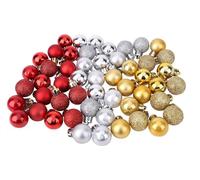 SKYTE® Set of 96 Mini Christmas Baubles 32 Red, 32 Silver Balls and 32 Gold Balls - 2.5 cm (25 mm)