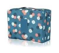 SKYTE® Travel Hanging Toiletry Wash Bag Makeup Cosmetic Organizer Organiser Multi-Pouch Waterproof Lightweight Zip Close Zipper Women's Girls Storage Holiday Home Trips (Navy Floral)