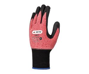 Skytec Crest 1 Pair Red Nylon Safety Work Gloves with Nitrile Coating that Provide Oil Grip and Abrasion Resistance (L)