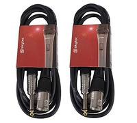 Skytec Male XLR to 6.35mm Male Mono Jack Microphone Audio Cables 1.5m Pair - Heavy Duty Professional Audio Leads for DJ Mixer, PA Sound System, Studio & Stage Applications