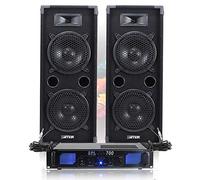 Skytec MAX Dual 8" DJ Speakers & SPL700 Amplifier Package, Black, 2-Channel, 700W, RCA Connectivity, Ideal for Events, Parties, Weddings, Professional Gigs