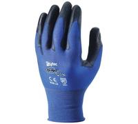 Skytec Ninja Lite Ultra 1 Pack Blue Nylon Safety Work Gloves with Polyurethane (PU) Coating and Elasticated Knit Wrist (Large)
