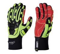 Skytec Torq 1 Pair Red/Black/Yellow Safety Leather Work Gloves with Neoprene Coating that Provide Cut Resistance (Large)