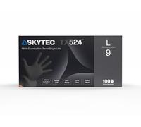Skytec TX 524 Black Nitrile Disposable Gloves - Latex Free, Powder Free, Exam Disposable Gloves, Disposable, Surgical, Cleaning, Food Gloves, Extra Strong, Black Disposable Gloves