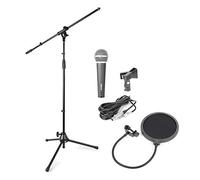 Skytec Vonyx Complete Band Singing & Recording Artist Microphone Set with Adjustable Tripod Stand, Dynamic Vocal Mic, 6-inch Pop Filter, Clip, Boom Arm & Carry Bag