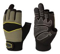 Skytec Xeri 1 Pair Open Digit Leather Work Gloves with Neoprene Coating that Provide Cut Resistance (Medium)