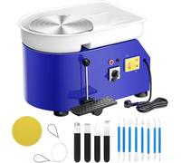 SKYTOU Pottery Wheel Pottery Forming Machine 25CM 350W Electric Pottery Wheel with Foot Pedal DIY Clay Tool Ceramic Machine Work Clay Art Craft (Blue)