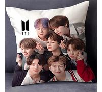 SKYTRENDS Kpop BTS Printed Satin Cushion Cover with Filler (White, 12x12 Inch) BTS Bangtang Boys Fan SYTLCD-11 (SYTLCDBTS-14)