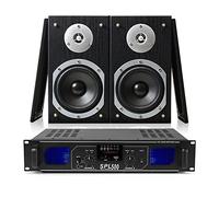 Skytronic Fenton SHFB55B 5" Hi-Fi Bookshelf Speaker System with Skytec 500W Stereo Amplifier, USB/SD MP3, FM Radio & AUX Input, Complete Home Audio Entertainment Bundle