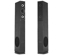 Skytronic Fenton SHFT52B HiFi Tower Speakers Pair - 500W 3-Way Home Cinema Floor Standing Speakers with 6.5" Side Subwoofer, Dual Midrange, Black Finish, High Fidelity Audio