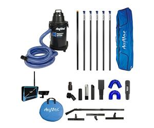 SkyVac Mighty Atom, Gutter Vacuum Premium 44mm Clamped Poles 6 Pole with Non-Recordable Camera, Black