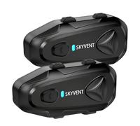 SKYVENT Q4 Motorcycle Bluetooth Communication System Headset Intercom, 4 Riders 1500m Music Sharing, FM, Noise Cancellation, IP65 Waterproof, Dual Pack (Q4)