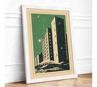 Skyward Architecture Art Deco Framed Wall Art Print A1 White