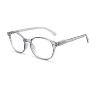 SKYWAY Blue Light Blocking Reading Glasses with Spring Hinges, Round Computer Gaming Readers Women Men Lightweight Anti Glare, Non-Prescription Glasses (3.5, Grey)