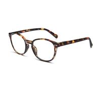 SKYWAY Blue Light Blocking Reading Glasses with Spring Hinges, Round Computer Gaming Readers Women Men Lightweight Anti Glare, Non-Prescription Glasses (Tortoise,+4.0)