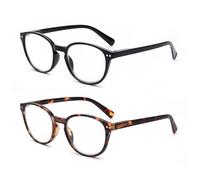 SKYWAY Blue Light Blocking Reading Glasses with Spring Hinges, Round Computer Readers Women Men Lightweight Anti Glare, Non-Prescription Glasses (+1.5,Black/Tortoise)