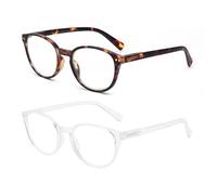 SKYWAY Blue Light Blocking Reading Glasses with Spring Hinges, Round Computer Readers Women Men Lightweight Anti Glare, Non-Prescription Glasses (+3.0, Tortoise/Clear)