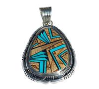 Skyway Handmade Collectible Jasper Pendant with Stabilized Onyx & Turquoise Native American Jewelry, Turquoise