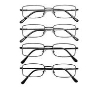 SKYWAY Mens Reading Glasses 2.5, Fashion Metal Frame Blue Light Blocking Computer Readers with Spring Hinges Anti Eyestrain/Glare/UV Ray Filter Eyeglasses (4-Pack)