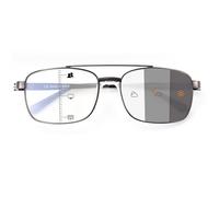 SKYWAY Metal Aviator Photochromic Progressive Multifocus Reading Glasses for Men, Blue Light Blocking Transition Multifocal Readers(Gun,1.5)