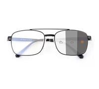 SKYWAY Metal Aviator Photochromic Progressive Multifocus Reading Glasses for Men, Blue Light Blocking Transition Multifocal Readers(Black,2.0)