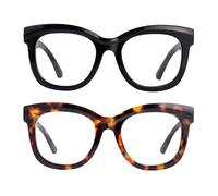 SKYWAY Oversized Reading Glasses Women Anti Blue Light Computer Reader Stylish Unbreakable Large Square Frame Glasses(Black+Tortoise,1.5)