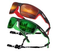 SKYWAY Polarised Sports Sunglasses for Men, Fishing Golf Hiking Running Cycling Glasses UV Protection Wrap Around Unbreakable Lightweight Sun Glasses Red/Green