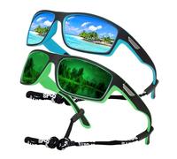 SKYWAY Polarised Sports Sunglasses for Men, Fishing Golf Hiking Running Cycling Glasses UV Protection Wrap Around Unbreakable Lightweight Sun Glasses Blue/Green