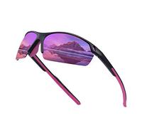 SKYWAY Polarized Sunglasses Women Men,Wrap-Around Sports Sunglasses for Cycling Running Fishing Baseball UV Protection SS8006 (Black Frame/Purple Lens)