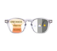 SKYWAY Progressive Multifocus Photochromic Reading Glasses Blue Light Blocking for Women Men,Transition Multifocal Readers with Spring Hinge UV Protection (Crystal Grey, 1.5)