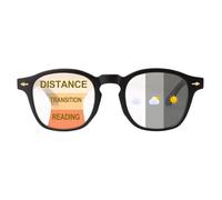 SKYWAY Progressive Multifocus Photochromic Reading Glasses Blue Light Blocking for Women Men,Transition Multifocal Readers with Spring Hinge UV Protection(Black, +1.5)